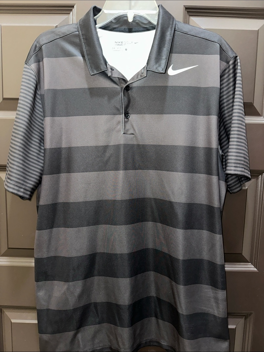 Nike Men’s Gray and Black Striped Polo